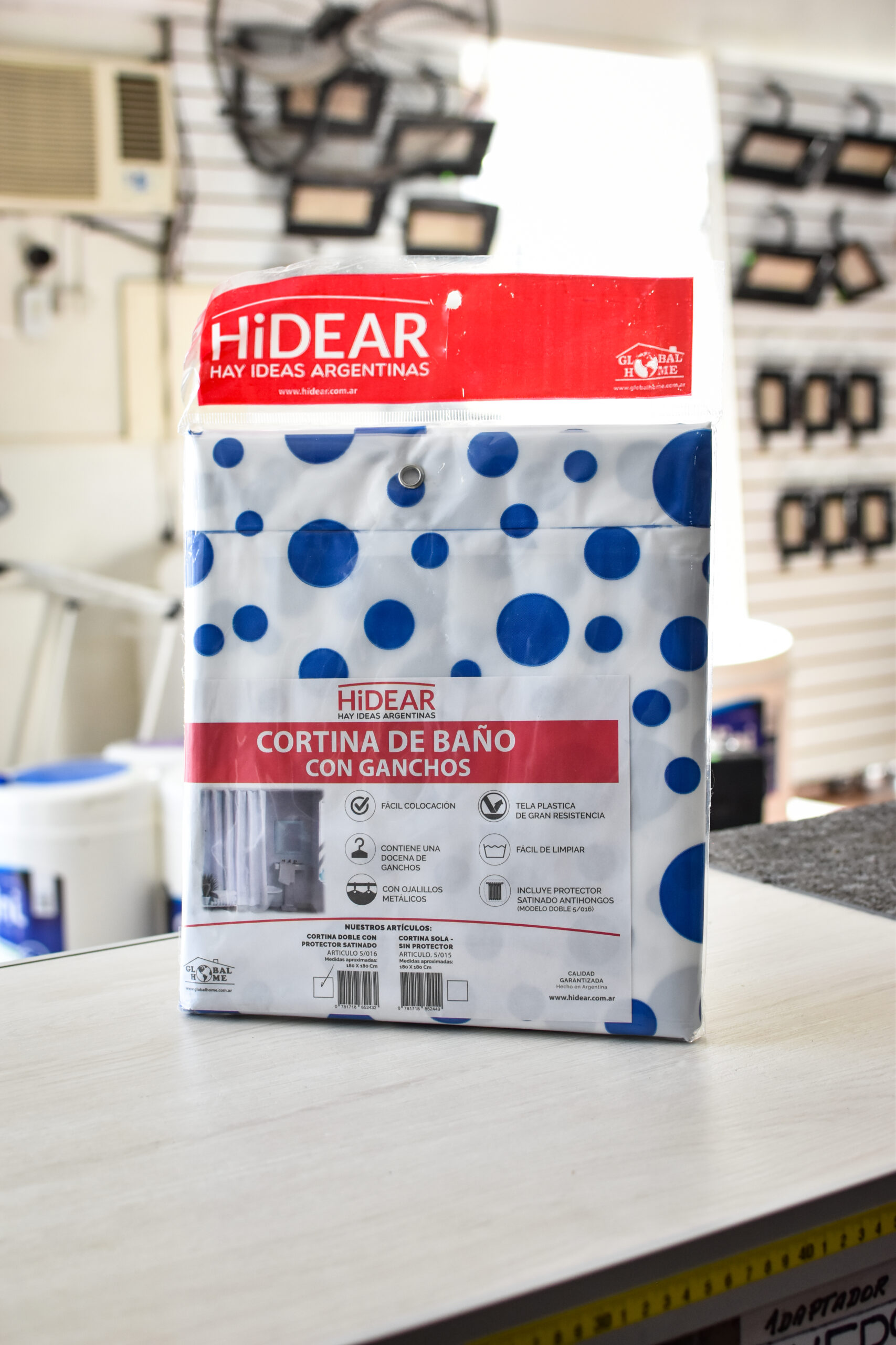 Cortina de baño con ganchos HiDear