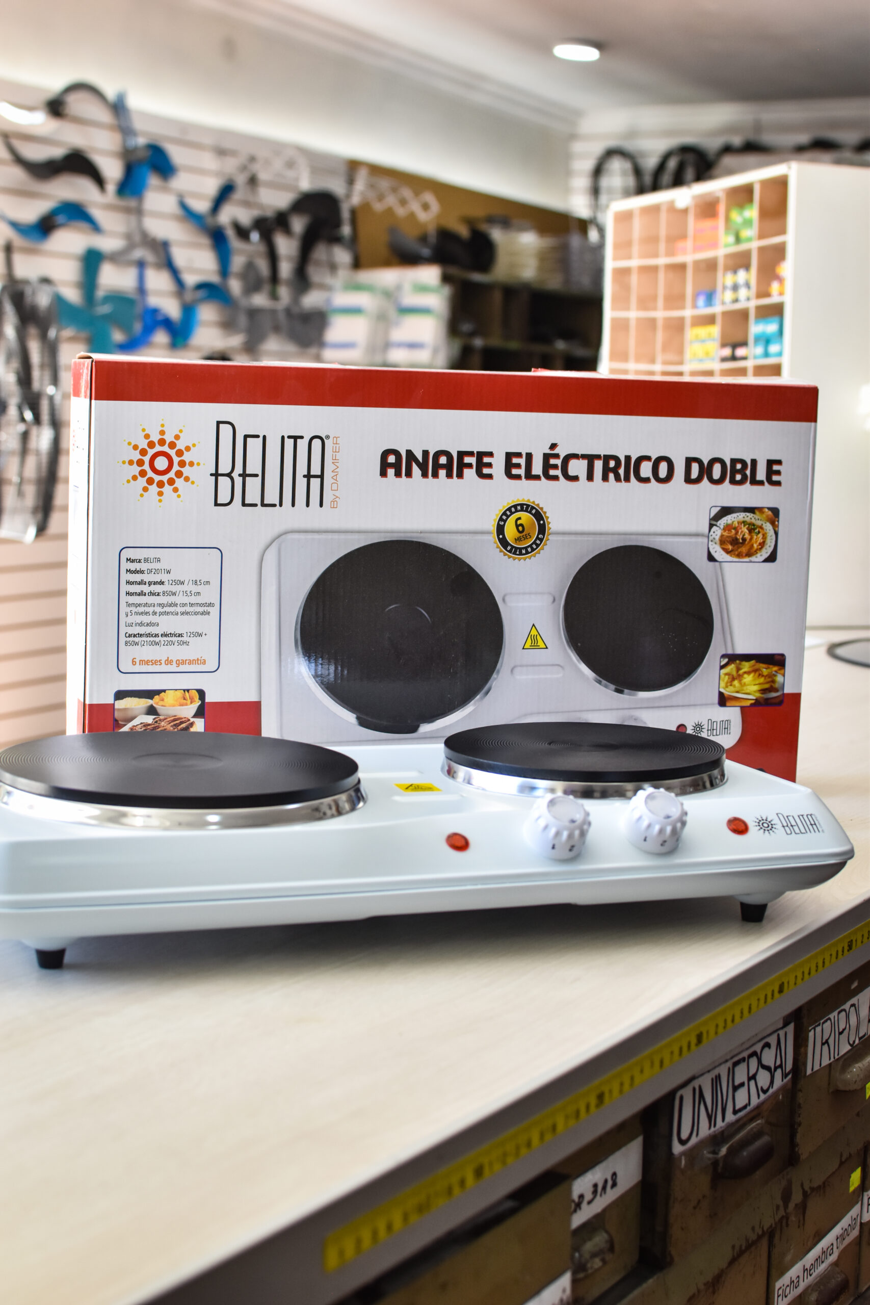 Anafe eléctrico doble Belita 2500W con perillas regulables